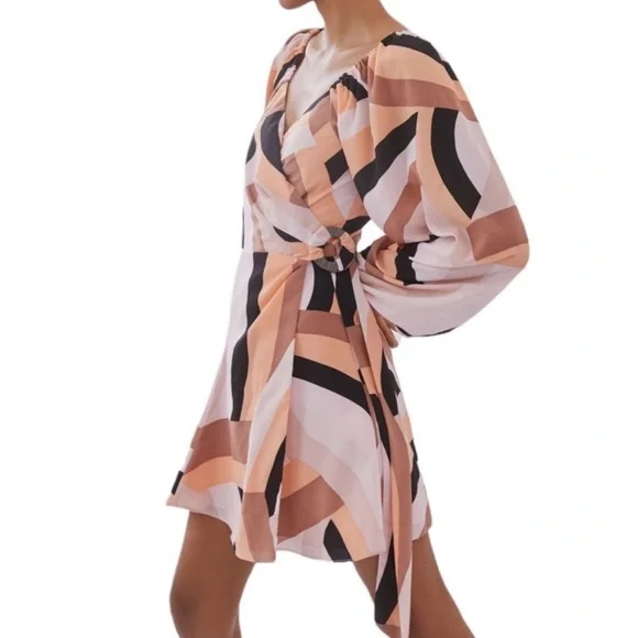 Anthropologie Hutch Geo Wrap Mini Dress - Picture 2 of 5